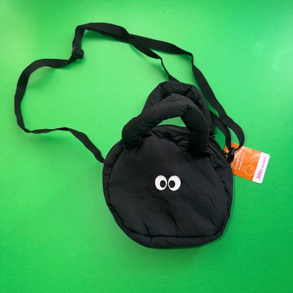 Totoro Dust Sprite Puffy Puff Plush Bag Purse Black Japan Studio Ghibli Miyazake - Picture 1 of 4